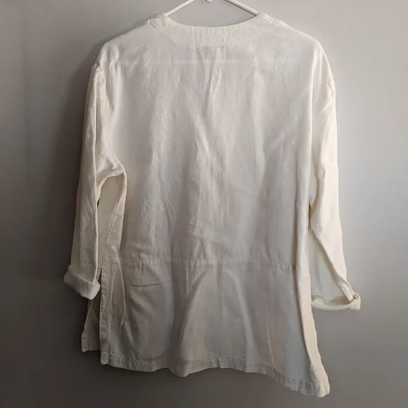 𝅺VINTAGE 1980s Creamy White Capezio Unlined Linen Blend Blazer Shaket - Picture 7 of 8